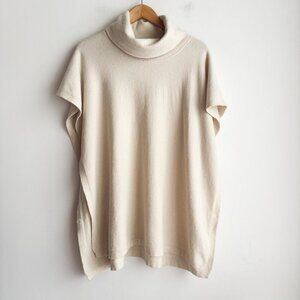 CA Va De Soi Jennifer Lightweight turtle neck poncho Merino Wool M/L
